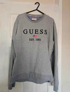Guess Slim Fit Grey Long Sleeve Sweatshirt Size L - Picture 1 of 4
