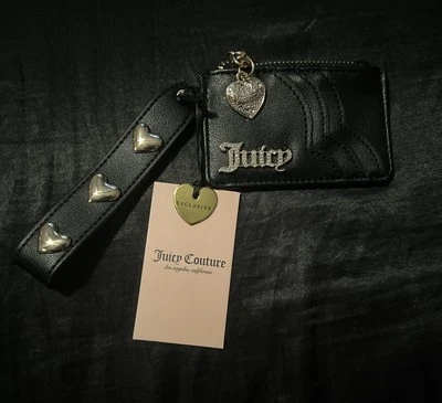 Juicy Couture 🖤Black Card Wristlet With Gold Heart Accents - Image 1 of 4