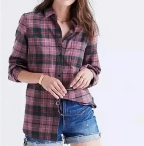 Madewell Classic Flannel Langarm Schwarz Weinrot Hemd Langarm S - Bild 1 von 4