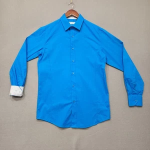 Alex Vando Men's Blue Long Sleeve Button Up Flip Cuff Shirt Size Small - Picture 1 of 6