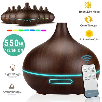 550ml Ultraschall Luftbefeuchter Aroma Diffusor Holzmaserung Düfte Befeuchter - Bild 1 von 4