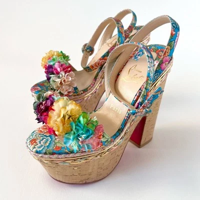 CHRISTIAN LOUBOUTIN | Сандалии на лодыжке Arielle sevillana с цветочным узором 37 38 - Изображение 1 из 4