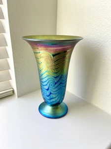 Lundberg Studios Van Gogh Sunset Flare Vase 1999 Signed - Picture 1 of 7