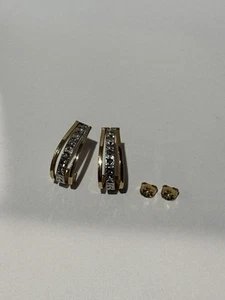 Michael Anthony 14K Yellow & White Gold Three Quarter Hoop Earrings Signed - Picture 1 of 5
