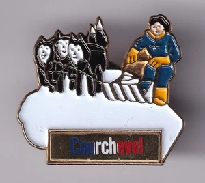 RARE PINS PIN'S .. SPORT HIVER CHIEN DOG HUSKY TRAINEAU PULKA COURCHEVEL 73 ~FZ - Imagen 1 de 1
