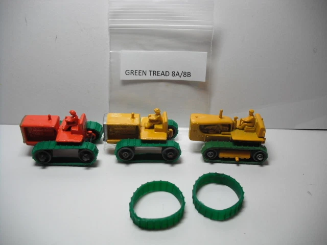 ¡NUEVAS BANDAS DE RODADURA! Matchbox #8A/B CATERPILLAR VERDE BANDAS DE RODADURA DE REPUESTO.  Foto 1 de 1
