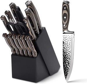 Kitchen Knife Set,15-Piece Knife Set with Block Wooden,Self Sharpening for Chef - Picture 1 of 12