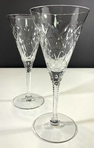 Seneca Gothic Cut Glass Water Goblets or Champagne Flute 8 1/4" Set of 2 VTG - Picture 1 of 5