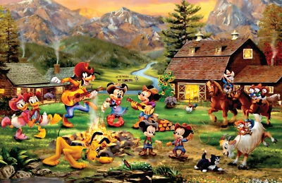 Póster Disney Kinkade Mickey Mouse Minnie Pluto Wilderness Cabin 2 11x17 brillante Foto 1 de 4