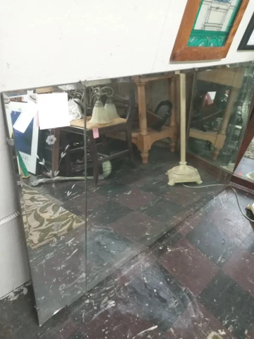 Art deco Etched Glass big  Mantel Wall Mirror Approx 56 X 32 some edge chips Cover