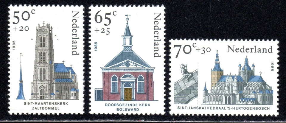 1985 Nederland SC# B611-B614 - Religious Architecture- 3 Different Stamps - M-NH - Image 1 of 1