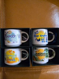 Disney Starbucks Discovery Series Mug Ornaments SET 4 Parks EPCOT MK AK HS WDW - Picture 1 of 2
