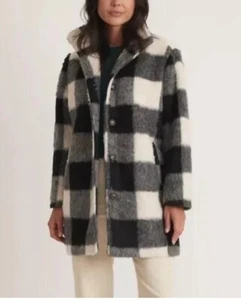Abrigo STEPHANIE Cocoon STEPHANIE a cuadros negro/blanco Marine Layer nuevo con etiquetas para mujer, XLarge - Imagen 1 de 4