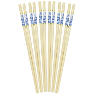 BambooMN Japanese Bamboo Chopsticks, Floral Print, 9.5 inch - Blue - 6 pairs - Picture 1 of 7