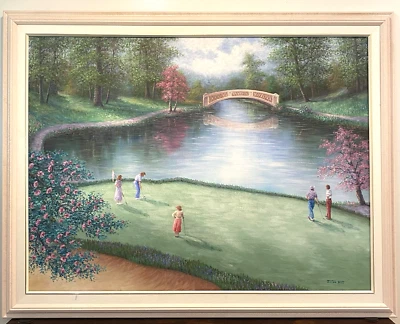 Оригинальная картина маслом любители гольфа красивая дыра сержант. Вентилятор James в большой рамке - Изображение 1 из 4