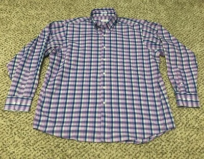 NICE Izod Wrinkle Free Twill Pink Blue Plaid Long Sleeve Dress Shirt 17 34/35 - Image 1 of 4