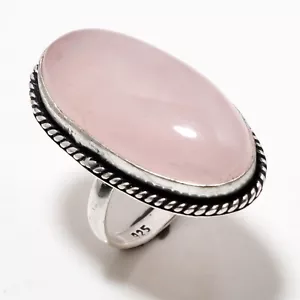 Anniversary Gift Rose Quartz Gemstone 925 Sterling Silver Jewelry Rings 7" - Picture 1 of 3