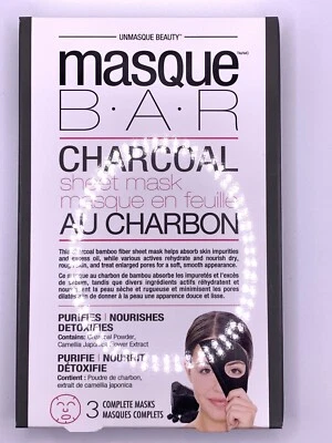 Mascarilla BAR Carbón Hoja Mascarilla Purifica Absorbe Exceso Aceite x 3 Mascarillas Foto 1 de 3