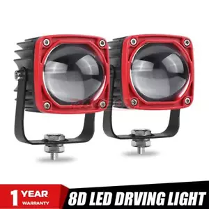 2x 2inch LED Work Light Bar Cube Pods Driving Fog/Spot Lamp Offroad SUV 8D Lens - Foto 1 di 12