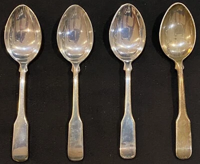 Colonial Fiddle by Tuttle - 4 Sterling Silver Demitasse Spoons 4 1/8" Silverware - Image 1 of 4