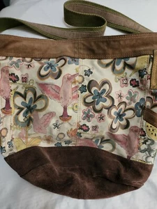 Lucky Brand Vintage Inspired Boho Chic Hobo Bagg With Birds And Flowers On... - Picture 1 of 7
