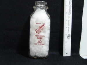 SELTENE/ANTIKE MILCH/CREMEFLASCHE WARREN SANITÄR'S PASTEURISIERTE MILCH & ECHTES EISCREE - Bild 1 von 12