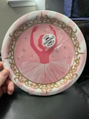 Twinkle Toes Ballerina 8-3/4" Paper Plates 8 Per Pack Girls Ballerina Tableware - Image 1 of 2