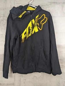 Vintage Med Fox Racing Legacy Fox Head Hoodie Yellow Logo Spell Out Sweatshirt - Picture 1 of 5