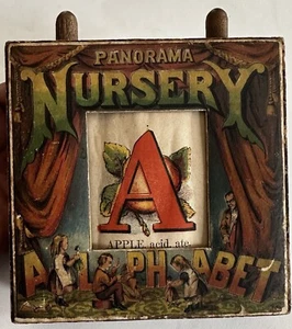 McLoughlin moveable rolling ABC theatre box c.1880-1900 color rare Alphabet toy - Picture 1 of 17
