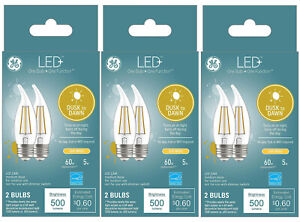 GE Lighting 93121493 5W 500 Lumens Clear CAM E26 LED Dusk to Dawn Bulbs Auto 3pk