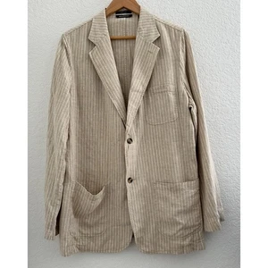 Giacca blazer uomo Brandini lino righe beige taglia L due bottoni casual spiaggia - Foto 1 di 7
