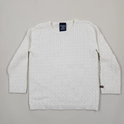 Vintage 90s Y2K Polo Jeans Co Ralph Lauren WhiteCable Knit Sweater Size XLarge - Image 1 of 4