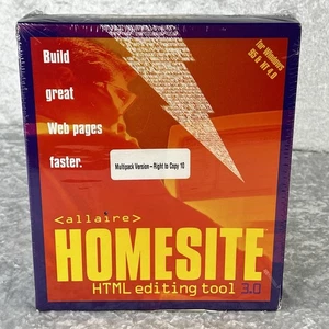 Vintage 1997 Allaire HOMESITE HTML Editing Tool 3.0 For Win95/NT 4.0 New Sealed - Afbeelding 1 van 8