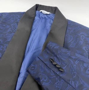 Kilburne Finch Smoking Blazer Herren 46R SLIM Metallic Blau Schwarz Blumen Smoking - Bild 1 von 9