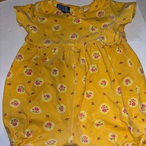 Children’s place yellow with roses vintage one piece romper 6-9 months cotton - Picture 1 of 7