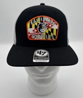 Nuevo con etiquetas Baltimore Orioles '47 Trucker Malla Snapback Sombrero MLB Maryland Bandera Foto 1 de 4