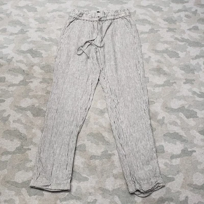 J. Pantalones Crew Mujer 00 Gris Mezcla Lino Bolsillos Cordón Foto 1 de 4