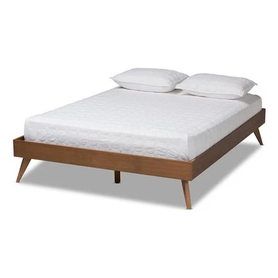 Baxton Studio Lissette Mid-Century Wood Queen Platform Bed in Walnut Brown Foto 1 de 4