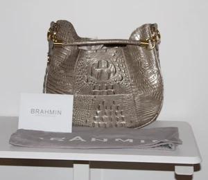 BRAHMIN Carmela Melbourne Hobo Schultertasche Kroko-Prägung Honig Karamell Gold - Bild 1 von 23
