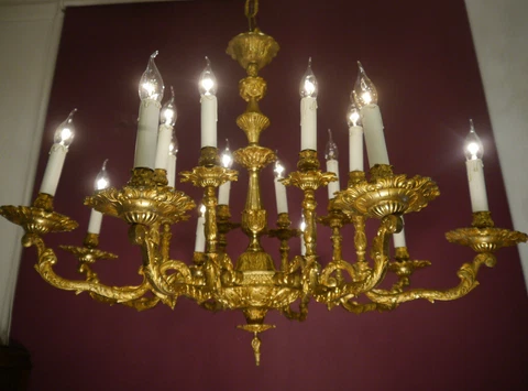 HUGE LARGE 16 LIGHT GOLD BRONZE CHANDELIER LIGHTINGS HOME DINNER ROOM Ø 39" Cover