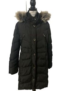 Junior Size XL Long Black Detachable Faux Fur Hooded Coat By Sophie Madison