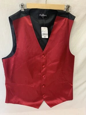 Oleg Cassini 100% Silk Tuxedo Vest Cherry Mens XL New $65.00 Tag - Image 1 of 4