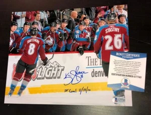 KEVIN SHATTENKIRK SIGNED 1st Goal 8X10 PHOTO BECKETT COA LIGHNTING AVALANCHE - Picture 1 of 1