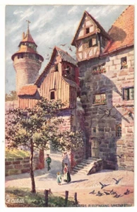 c1910 Tuck PC: Entrada Castillo Nuremberg Alemania Vestnertor a/s: Charles E Flores - Imagen 1 de 2