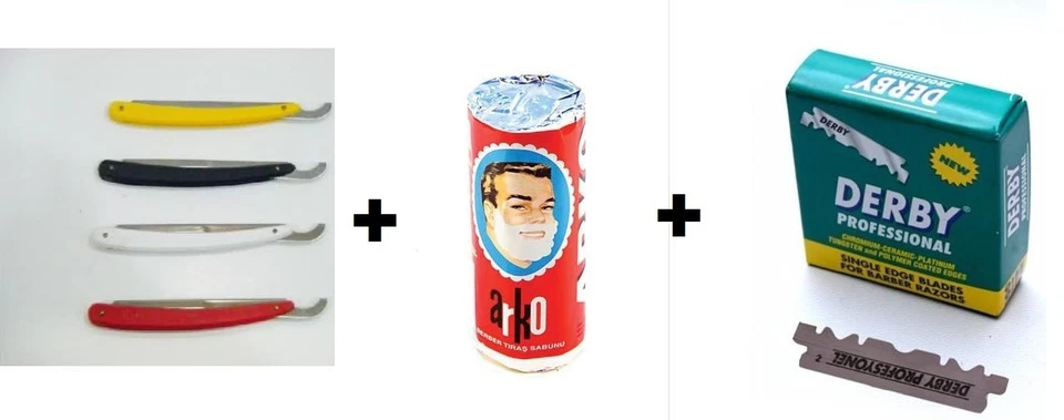 Rasiermesser Set SEDEF Ustura Bartschneider + Arko Seife +100 Derby Klingen
