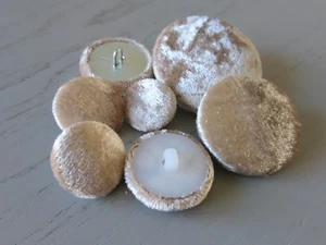 Champagne Velvet Fabric Buttons 16mm 18mm 20mm 23mm 25mm 31mm 37mm - Picture 1 of 5