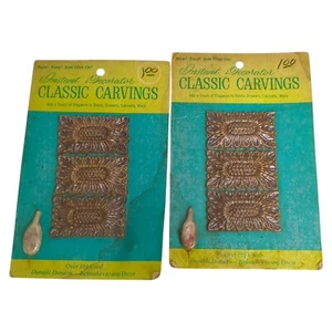 VTG Set of 6 NOS Carved Wood Look Rectangle Applique for Furniture / Cabinets - Picture 1 of 5