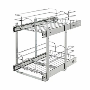 Rev-A-Shelf 5WB2-1218CR-1 12" x 18" 2-Tier Cabinet Pull Out Wire Basket - Chrome - Picture 1 of 8