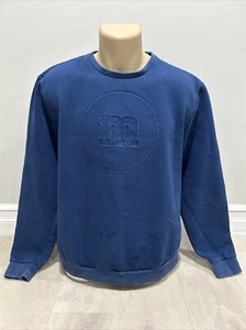 Vintage M&Ms Brand Blue Embossed Logo "M" Sweatshirt Crewneck Large USA Candy - Picture 1 of 5