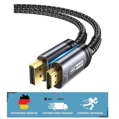 Starkes 1M DP auf HDMI Kabel mit 4K Unterstützung – Ideal für Home Entertainment - Bild 1 von 2